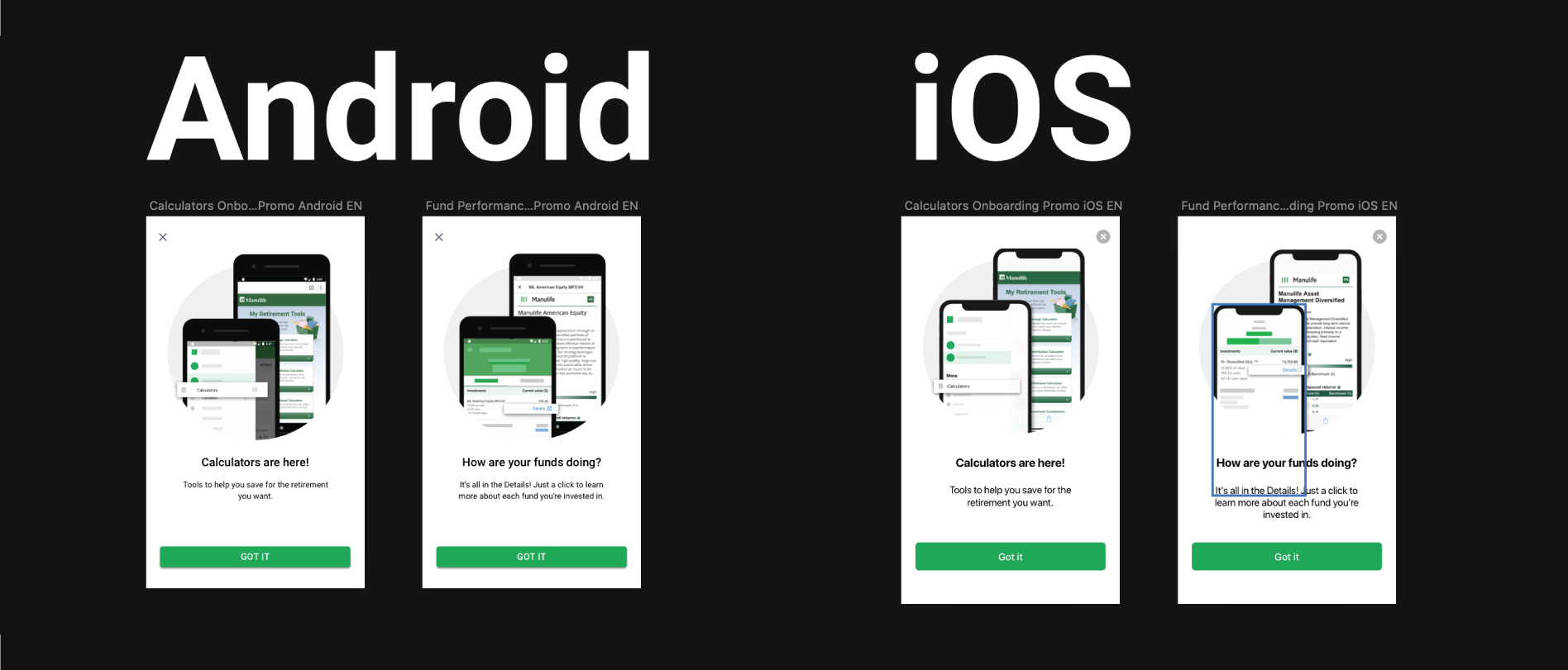 Manulife Mobile sample interface flow